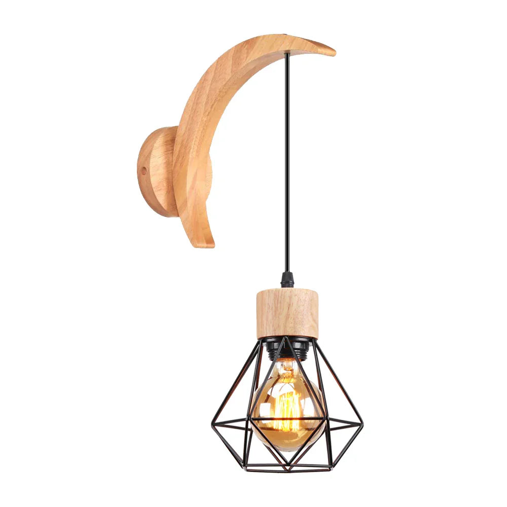 Modern Wood Hemp Rope Wall Sconce for Indoor Home Decor Lighting