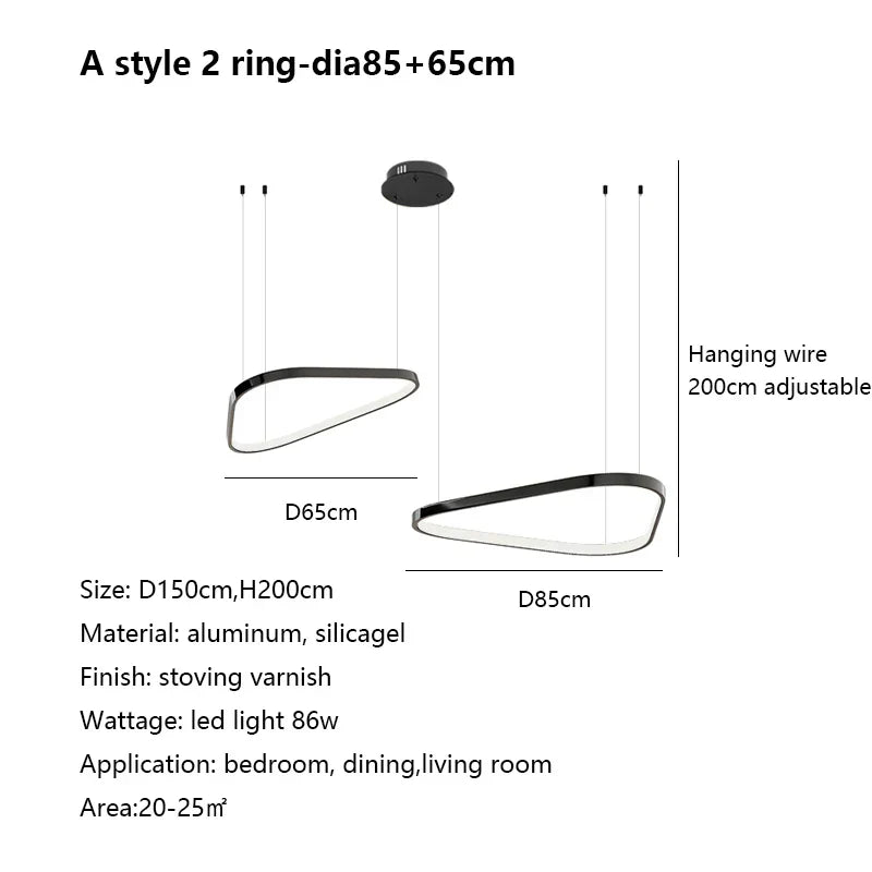 Geometric Ring LED Chandelier: Nordic Minimalist Pendant Light for Living, Dining, Bedroom