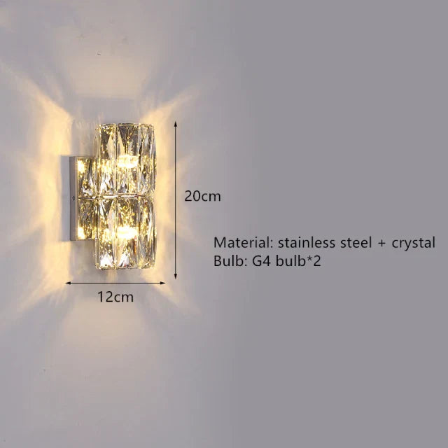 Contemporary Crystal Wall Sconce for Bedside, Bathroom, Corridor, Aisle, TV Background Lighting