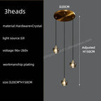 Black & Gold Crystal Chandelier LED Pendant Light Fixture Loft Staircase Lighting