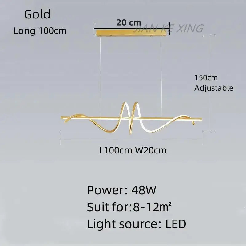 Modern Curved Dining Table Pendant Lamp LED Suspension Lighting