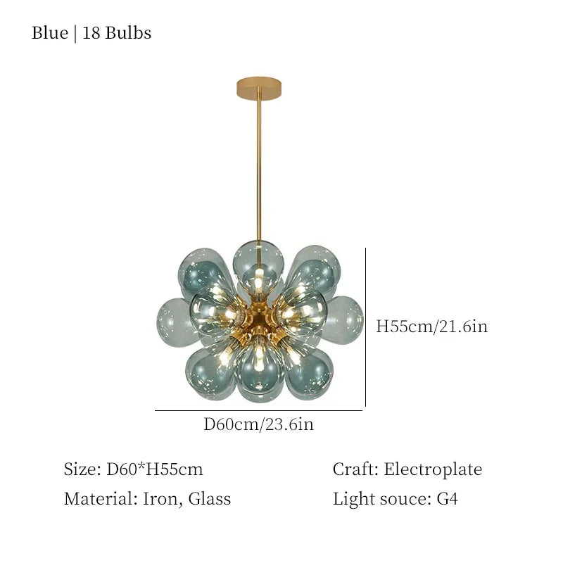 Glass Bubble Chandelier Ceiling Pendant Light for Modern Living Room Decor