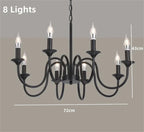 Rustic Iron Candle Chandelier Pendant for Kitchen Living Dining Room Bar Home