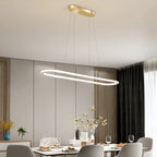 Gold Oval LED Chandelier Dimmable Dining Room Pendant Light Fixture