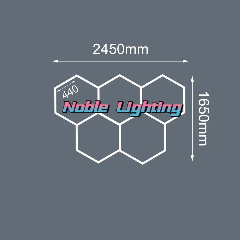 Honeycomb Hexagon LED Garage Light: Bright Ceiling Lighting for Auto Body Repair & Workshop.