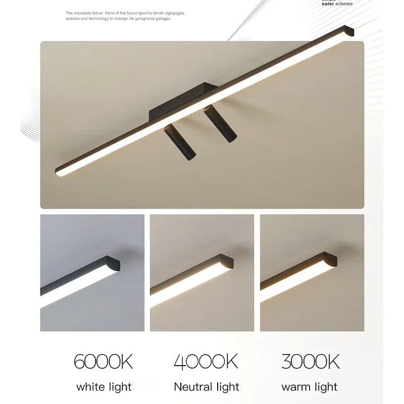 Acrylic Black Strip LED Chandeliers for Indoor Living Dining Room