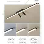 Acrylic Black Strip LED Chandeliers for Indoor Living Dining Room