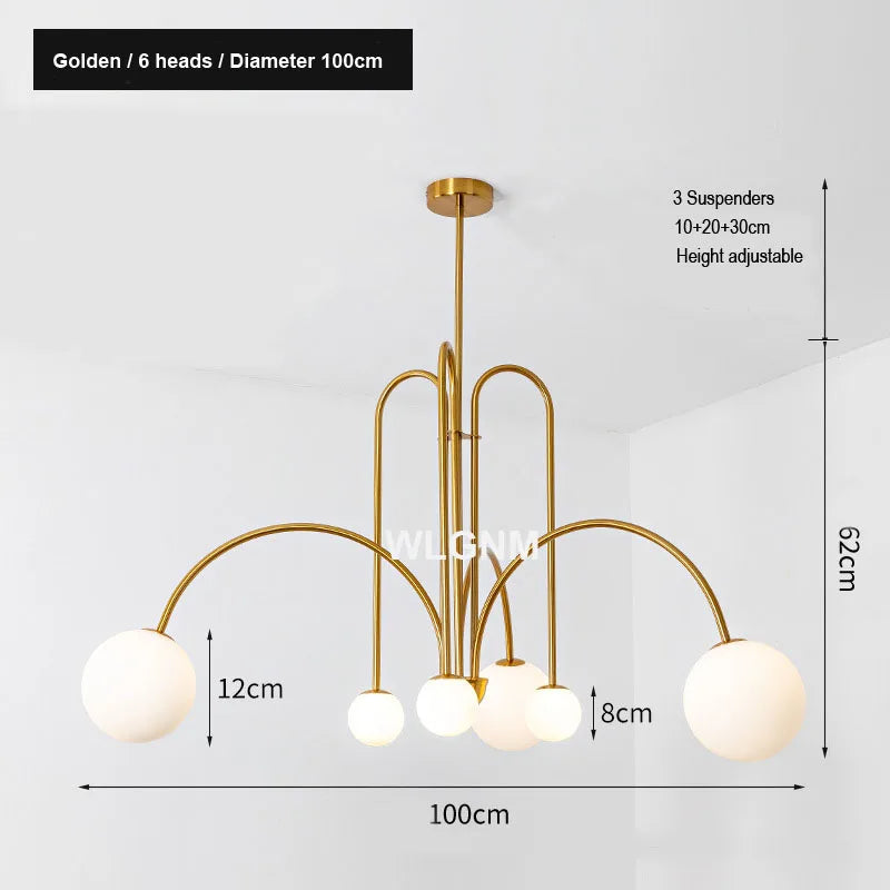 Glass Ball Chandelier: Modern Living Room Dining Kitchen Light Fixtures