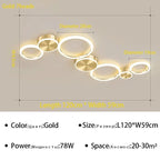 Luxury Gold Ring LED Circle Ceiling Chandelier for Living Room, Bedroom, Dining Room