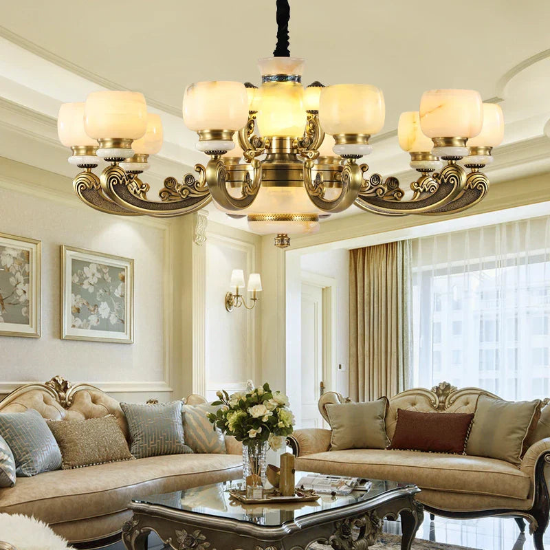 Luxury Copper Marble Chandelier: Brighten Your Home with Elegant Chinese Wind Style