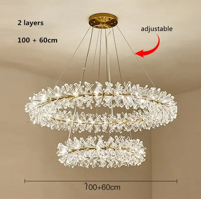 Crystal Luxury Chandelier: Modern K9 Crystal LED Lighting for Living Room & Bedroom