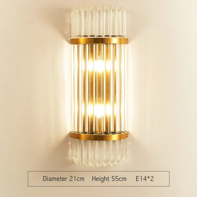 Crystal Wall Lamp: Elegant Golden LED Sconce for Bedroom, Living Room & Bathroom