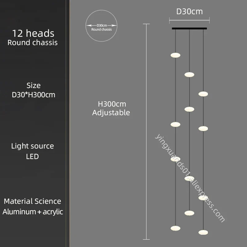 Modern Nordic LED Ceiling Chandelier for Home Living Room Staircase Lighting