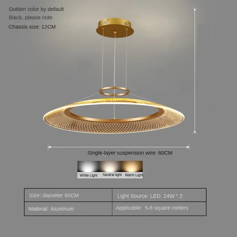 LED Ring Chandelier: Luxury Living Room Lighting Fixture