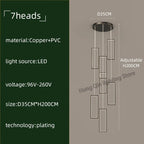 Copper Square Pendant Chandelier with LED Lighting