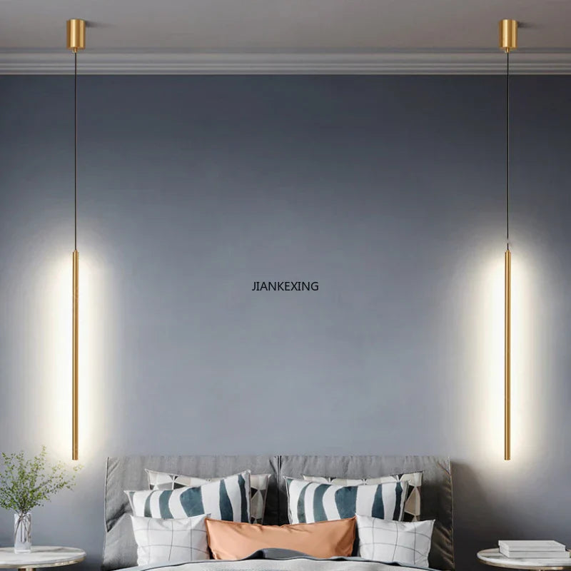 LED Line Chandelier: Nordic Creative Lighting for Living Room & Bedroom