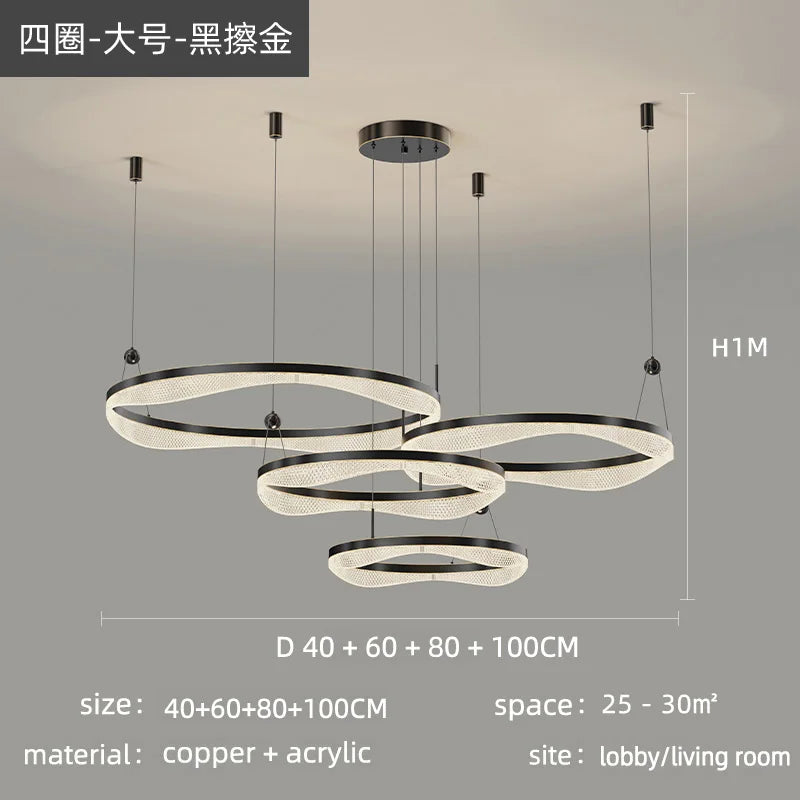 LED Ring Pendant Chandelier for Living Room Bedroom and Dining Room