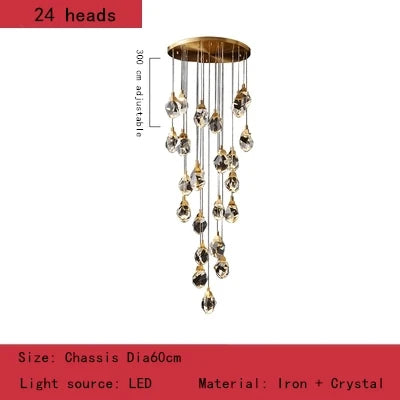 Nordic Villa Crystal Pendant Lights Chandelier for Home Living Room Bedroom Kitchen Shop