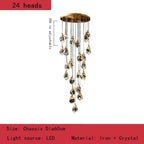 Nordic Villa Crystal Pendant Lights Chandelier for Home Living Room Bedroom Kitchen Shop