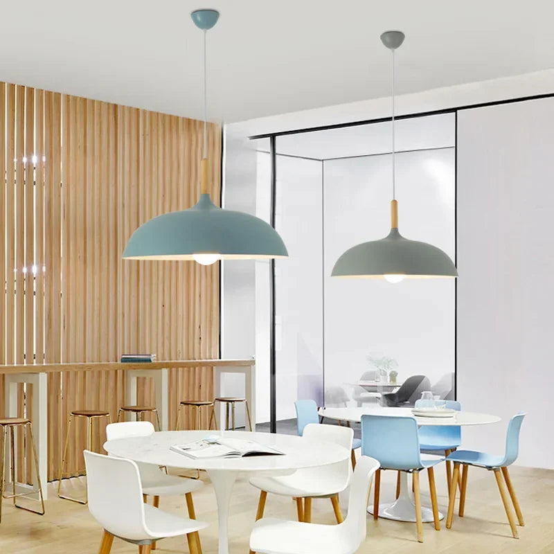 Minimalist Wooden & Aluminum Pendant Lamp for Living Room, Bedroom, Study & Corridor