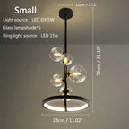 Glass Bubble LED Ceiling Chandelier for Home, Modern Ring Hanging Light Fixtures