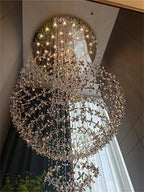 Modern Crystal Chandelier Staircase Lighting for Living Room, Hotel Lobby Decoration