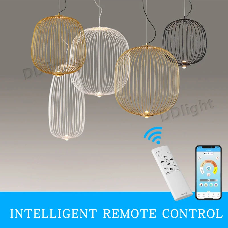 Spokes Pendant Lamp: Modern Birdcage Light for Dining Bar Kitchen Island