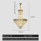 Smart Dimming Crystal Chandelier for Luxury Villa Living Room, High-end Duplex Building Atmosphere