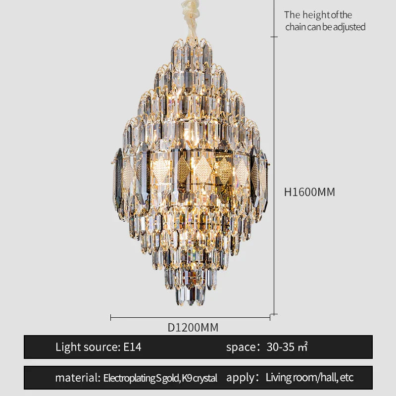 Crystal Pendant Lamp: Nordic Modern Luxury for Villa, Hotel, and Living Room