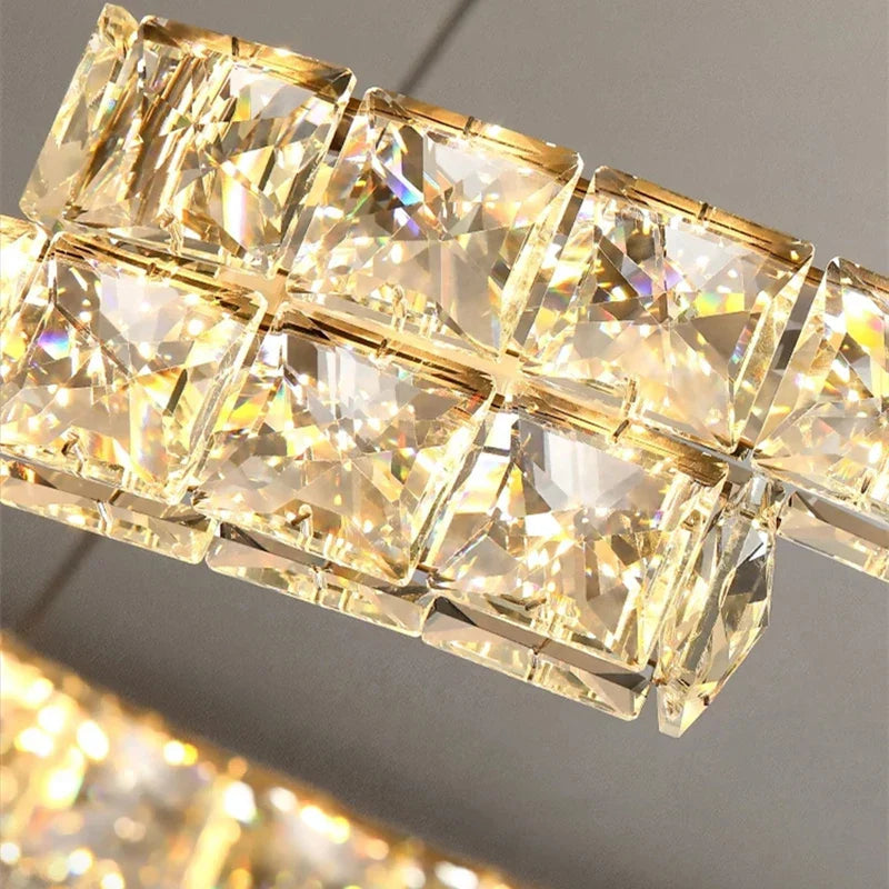 Crystal Ceiling Chandelier: Modern Stainless Steel LED Indoor Lighting for Living Room & Bedroom