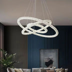 Luxury Crystal LED Chandelier | Dimmable Ring Gloss Ceiling Chandelier for Modern Living Room