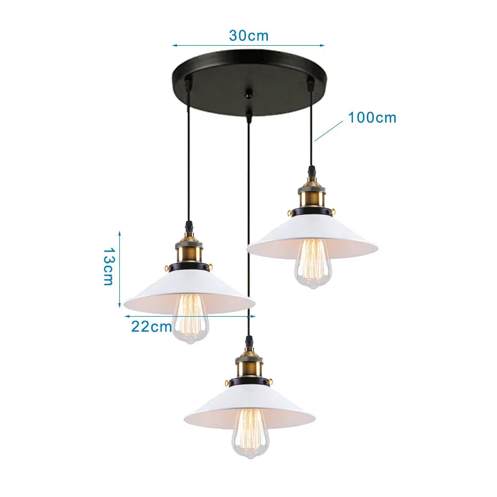 Retro Industrial Pendant Ceiling Lamp E27 LED Chandelier Loft Light for Home Living Room