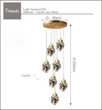 Nordic Crystal Chandelier for Duplex Villa Stair Living Dining Exhibition Hall