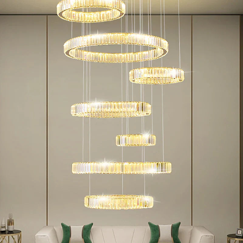 Luxury Crystal Chandelier Modern Led Lighting for Ining Room Staircase Villa Hall