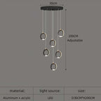 Aluminum LED Chandelier: Luxury Crystal Round Hanging Lamps for Staircase and Attic