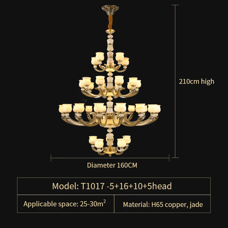 Luxury Natural Jade Chandelier for Duplex Villa and Restaurant, Guangdong Lamps