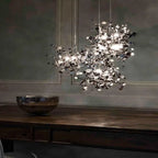 Leaf Chrome Ceiling Chandelier for Living Room, Bar, or Balcony Lighting