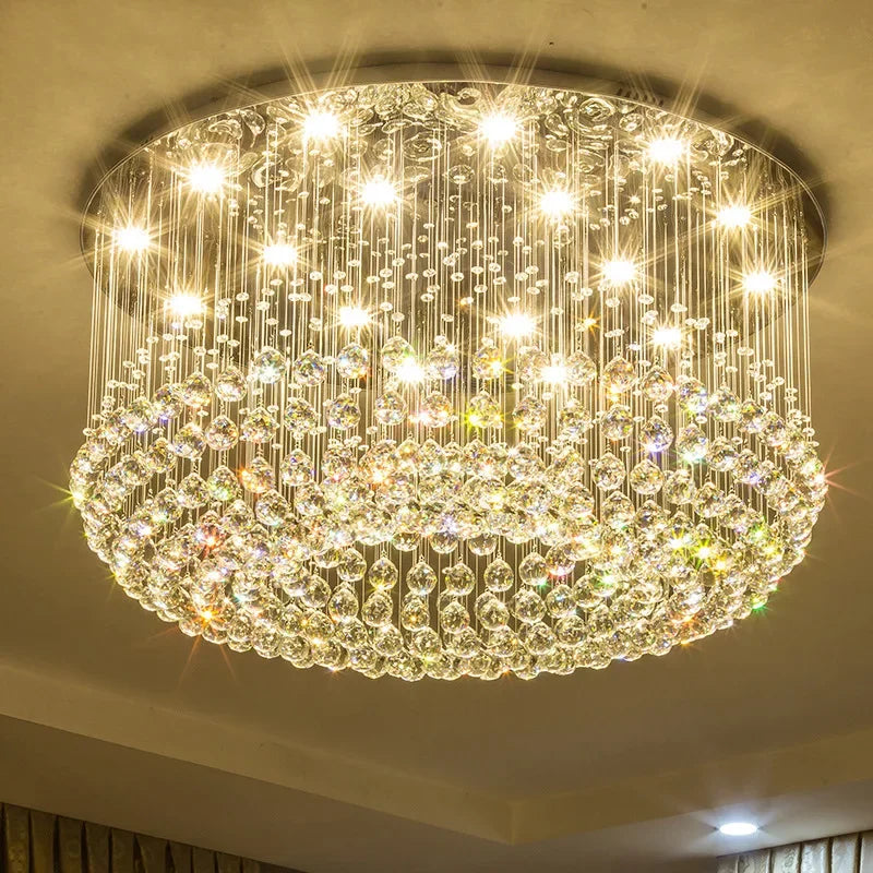 Luxury LED Round Crystal Chandelier Ceiling Light for Home Decor Living Dining Bedroom