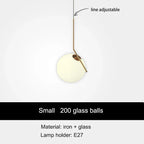 Modern Iron Glass Pendant Lights Nordic Round Ball Brass Rod Hanging Lamp