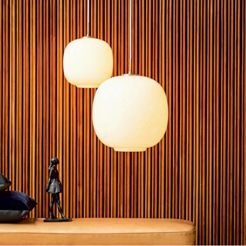 Modern White Glass Ball Pendant Lamp for Restaurant Kitchen, Designer VL45 Radiohus Style