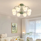 Modern Green White Branch Ceiling Chandelier for Living Room Bedroom Dining Loft