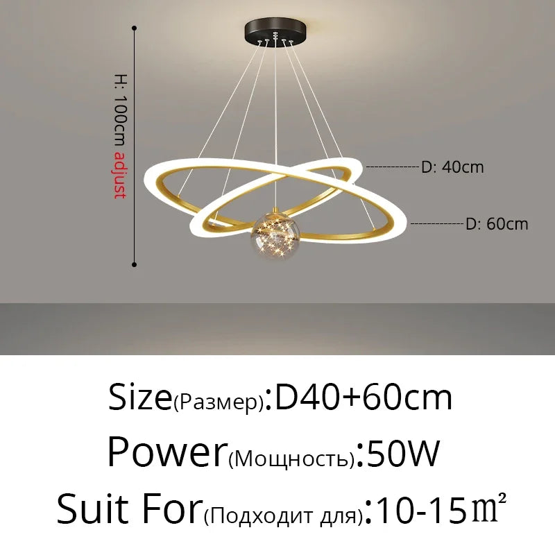 LED Circle Ring Ceiling Chandelier Pendant Lamp for Living Room, Bedroom, Kitchen