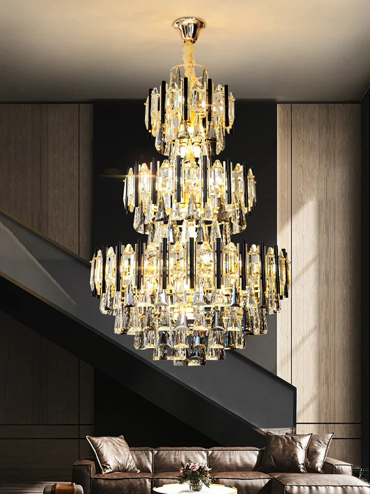 Crystal Hollow Villa Chandelier: Modern Luxury Pendant Light for Living Room and Hotel Lobby