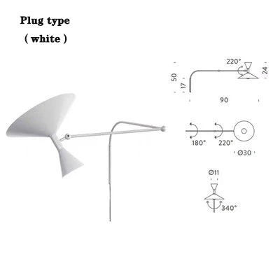 Rotating Horn Wall Lamp for Living Room Bedroom Sofa Bedside