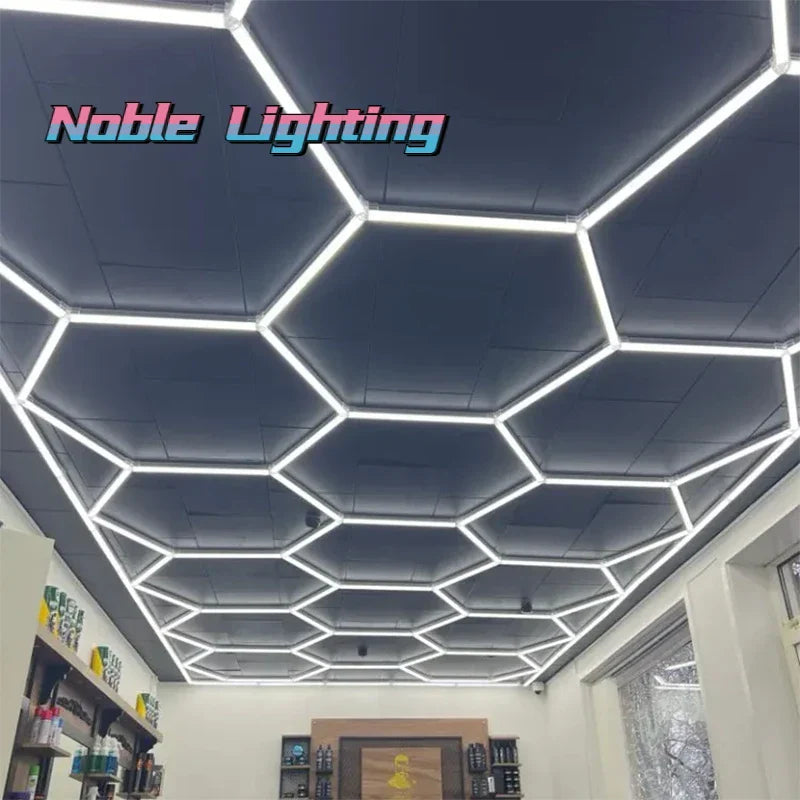 Honeycomb Hexagon LED Ceiling Light for Hair Salon & Auto Detailing