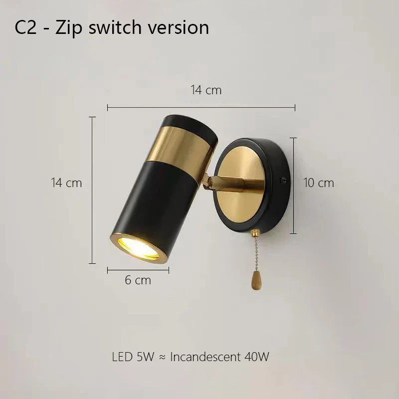 Adjustable Nordic LED Wall Lamp for Bedroom, Modern Minimalist Rotating Light