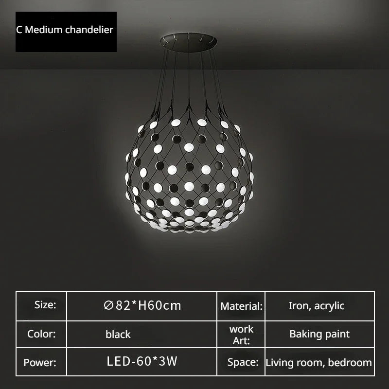 Mesh Ceiling Chandelier: Industrial Living Room Pendant Light for Home Decor