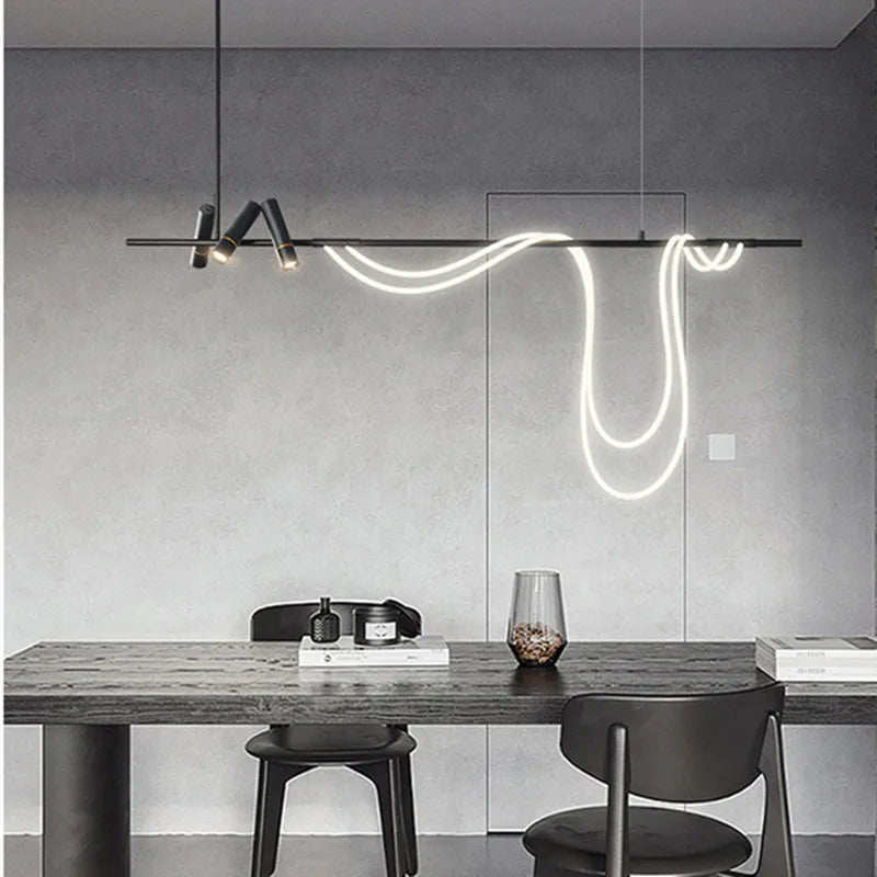 Nordic Hose LED Chandelier - Black Pendant Lamp for Dining Room