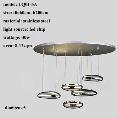 Mercury Collection LED Glass Pendant Lamp - Silver Luxury Designer Lighting