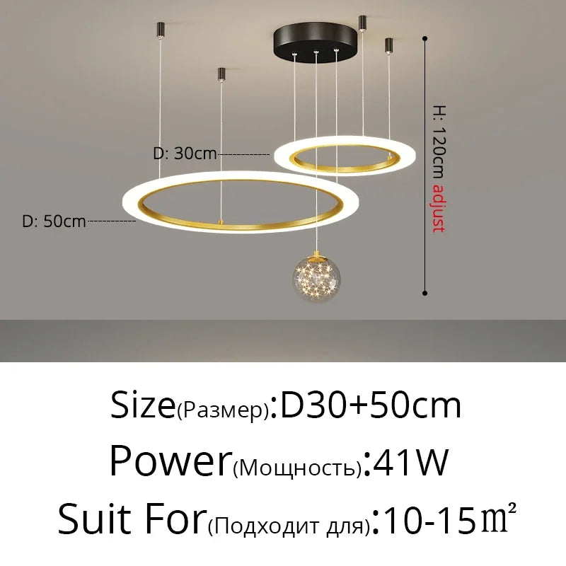 LED Circle Ring Ceiling Chandelier Pendant Lamp for Living Room, Bedroom, Kitchen